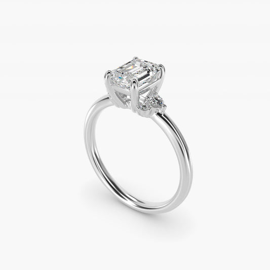 Petite Three Diamond Engagement Ring in 14k White Gold (1/10 ct. tw.) - Emerald Center