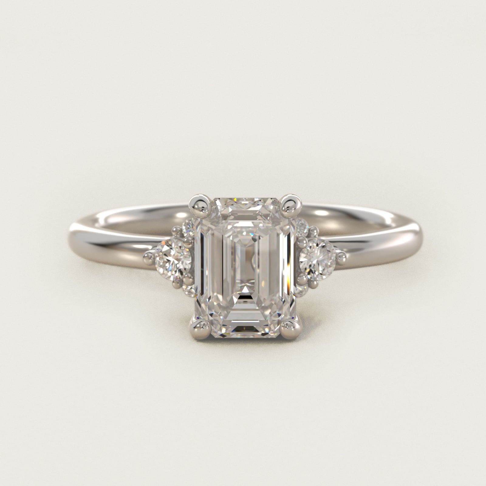 Petite Three Diamond Engagement Ring in 14k White Gold (1/10 ct. tw.) - Emerald Center