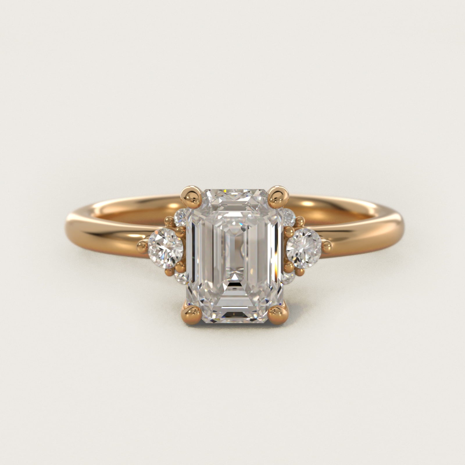 Petite Three Diamond Engagement Ring in 14k Yellow Gold (1/10 ct. tw.) - Emerald Center