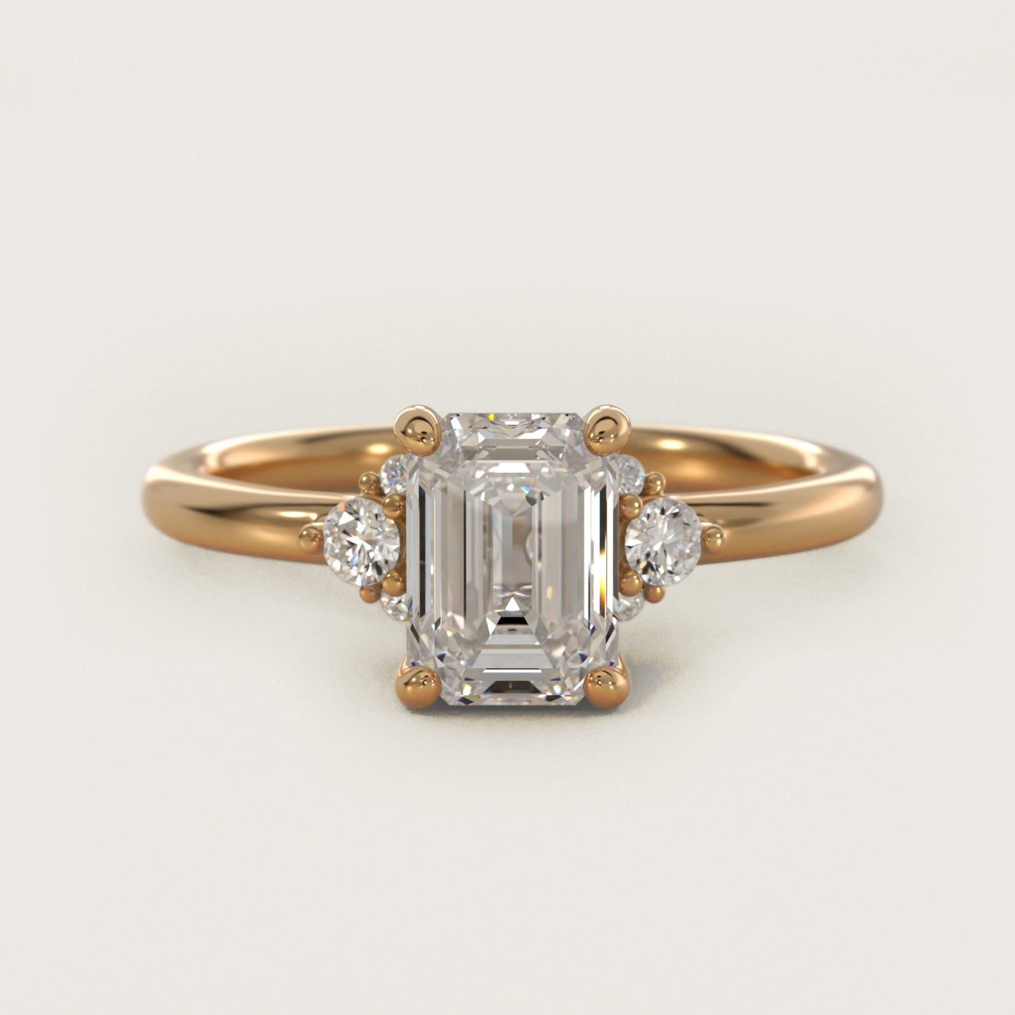 Petite Three Diamond Engagement Ring in 18k Yellow Gold (1/10 ct. tw.) - Emerald Center