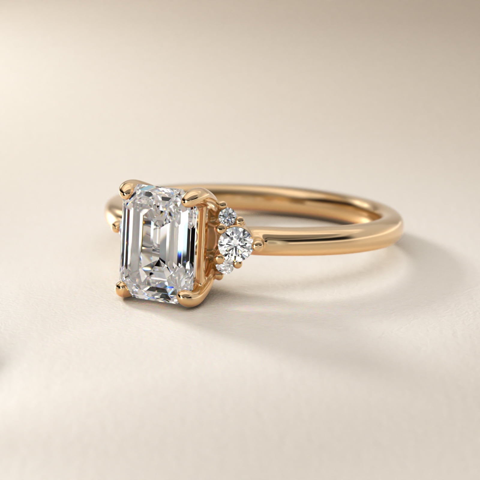 Petite Three Diamond Engagement Ring in 14k Yellow Gold (1/10 ct. tw.) - Emerald Center