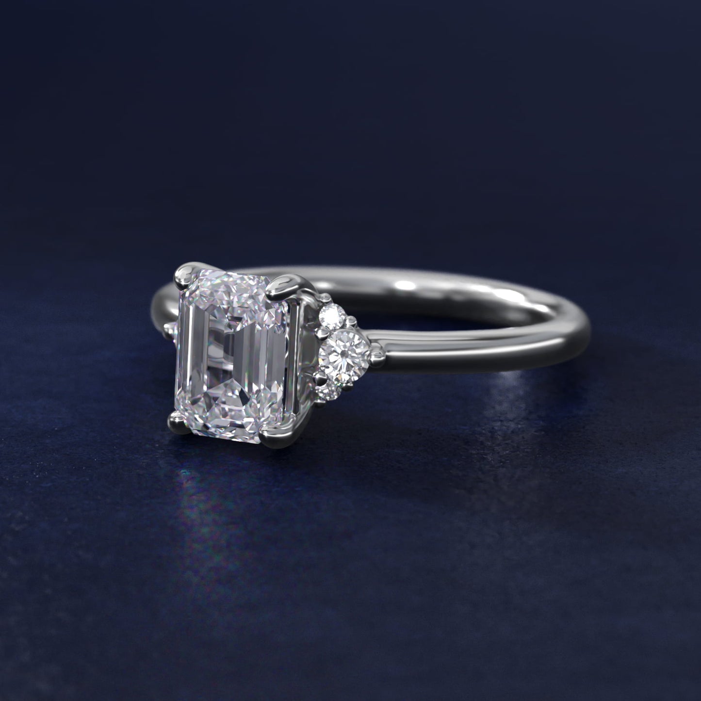 Petite Three Diamond Engagement Ring in Platinum (1/10 ct. tw.) - Emerald Center