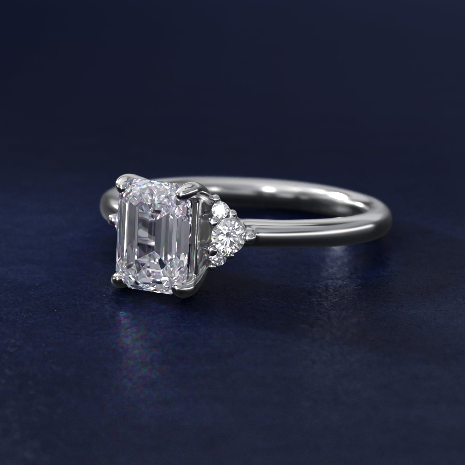 Petite Three Diamond Engagement Ring in Platinum (1/10 ct. tw.) - Emerald Center