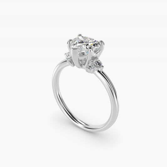 Petite Three Diamond Engagement Ring in Platinum (1/10 ct. tw.) - Heart Center