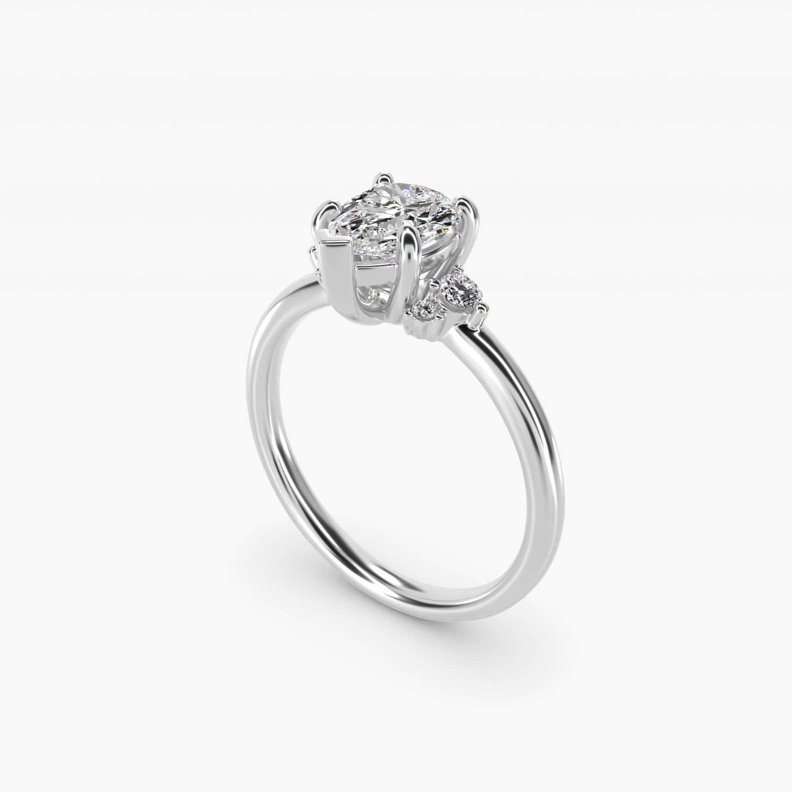 Petite Three Diamond Engagement Ring in Platinum (1/10 ct. tw.) - Pear Center