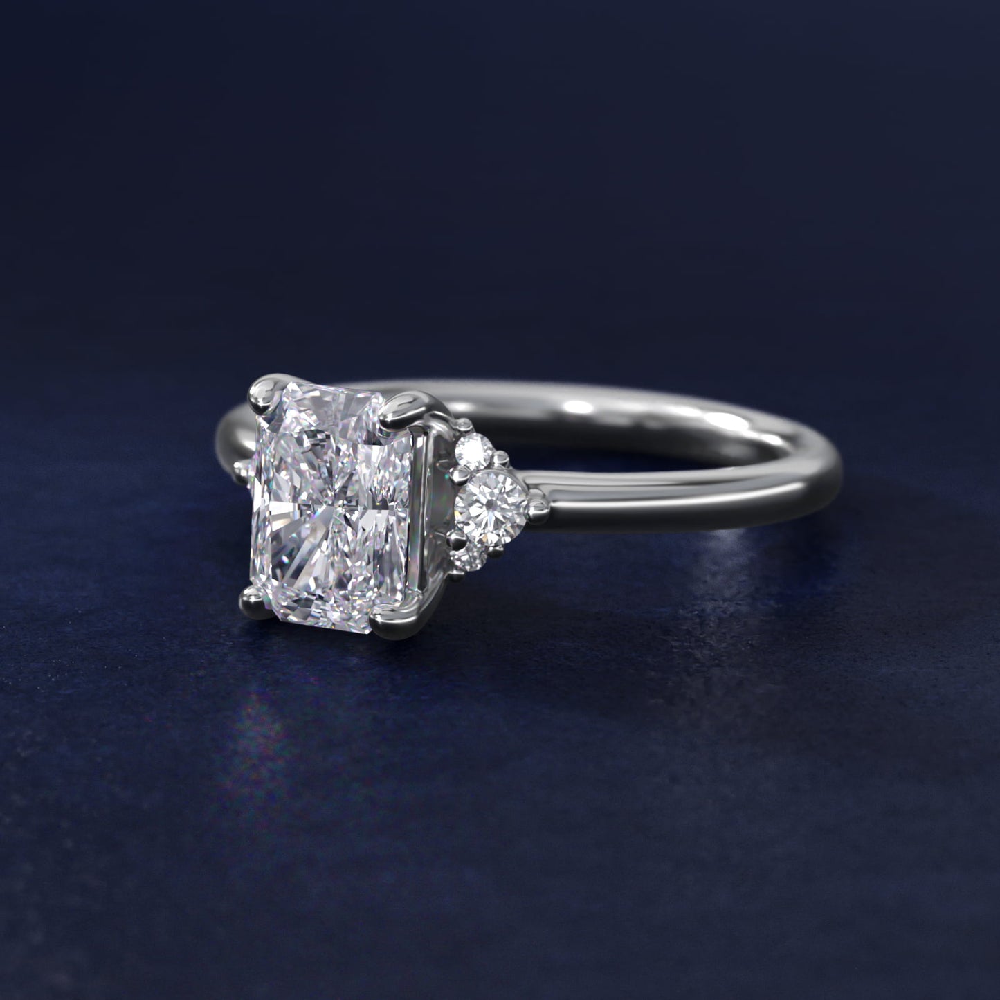 Petite Three Diamond Engagement Ring in Platinum (1/10 ct. tw.) - Radiant Center
