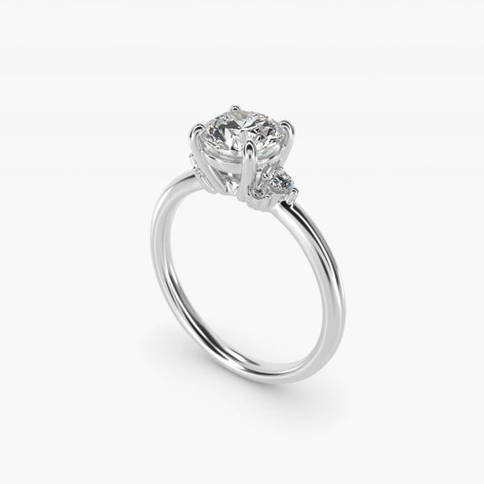 Petite Three Diamond Engagement Ring in 14k White Gold (1/10 ct. tw.) - Round Center