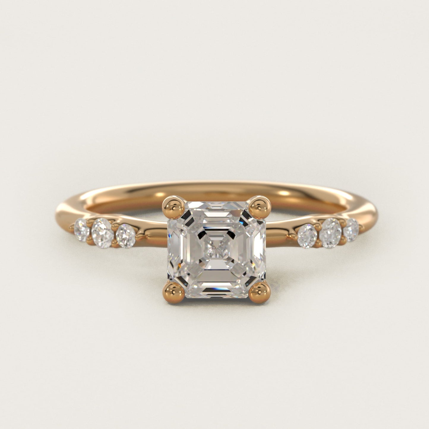 Petite Three Round Diamond Accents Side Stone Engagement Ring In 14K Yellow Gold By James Allen - Asscher Center