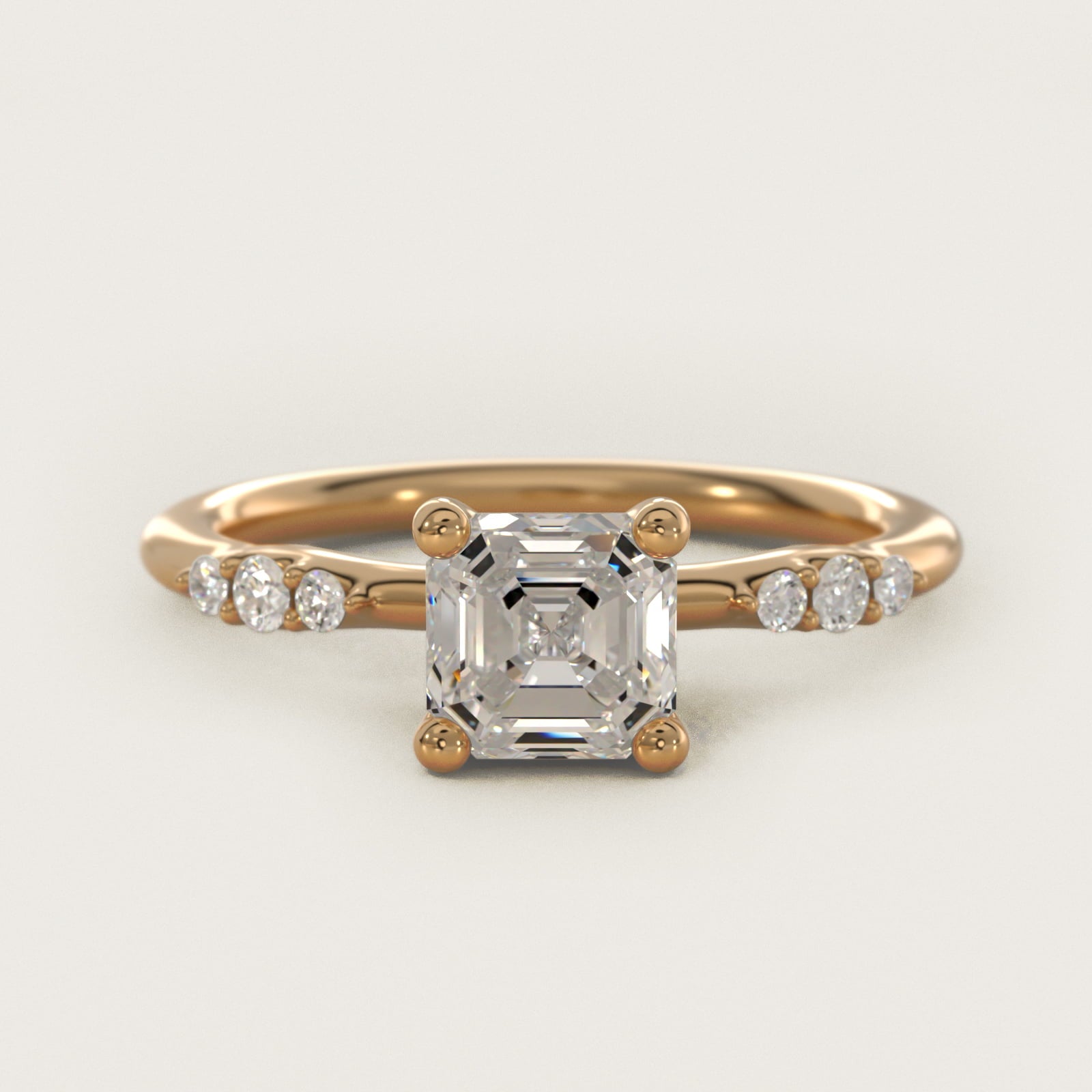 Petite Three Round Diamond Accents Side Stone Engagement Ring In 18k Yellow Gold By James Allen - Asscher Center