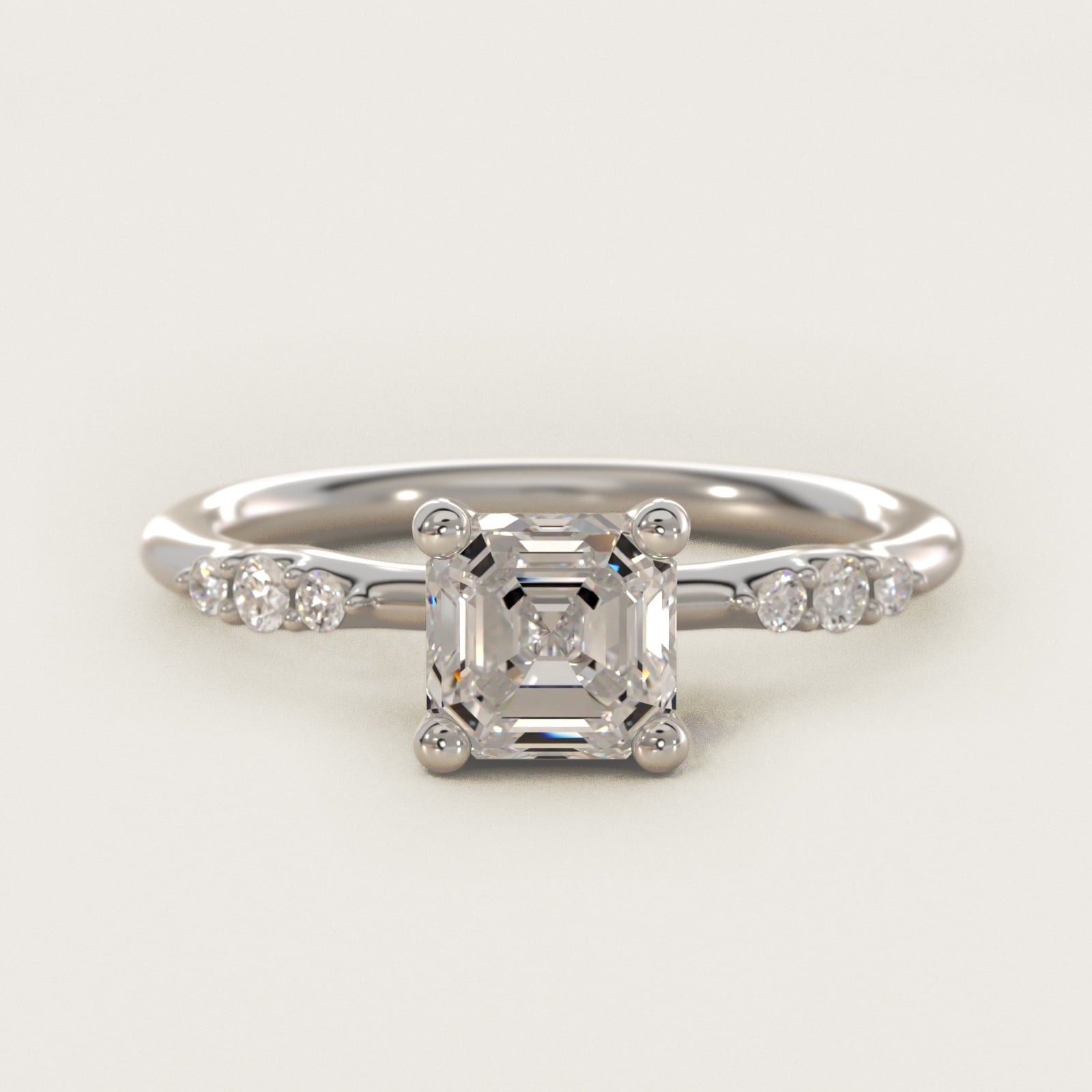 Petite Three Round Diamond Accents Side Stone Engagement Ring In Platinum By James Allen - Asscher Center