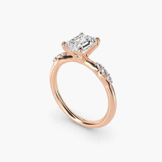 Petite Three Round Diamond Accents Side Stone Engagement Ring In 14K Rose Gold By James Allen - Emerald Center