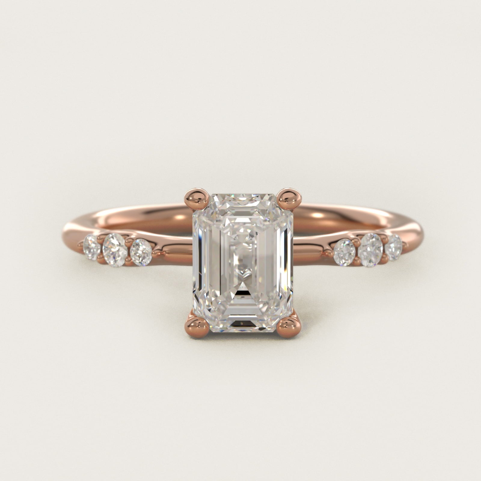 Petite Three Round Diamond Accents Side Stone Engagement Ring In 18k Rose Gold By James Allen - Emerald Center