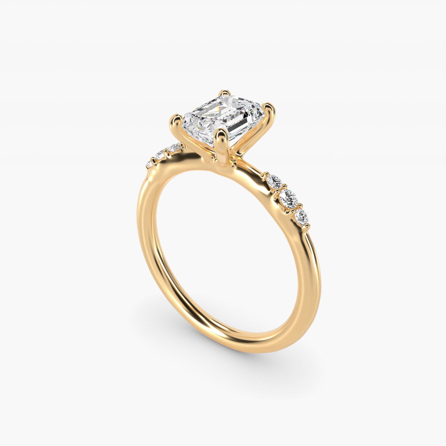 Petite Three Round Diamond Accents Side Stone Engagement Ring In 18k Yellow Gold By James Allen - Emerald Center