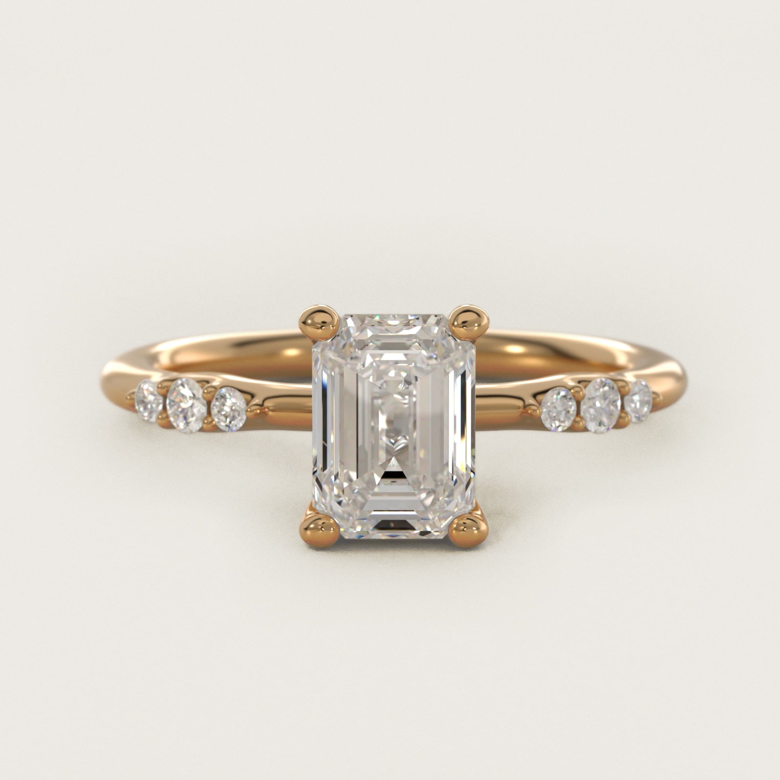 Petite Three Round Diamond Accents Side Stone Engagement Ring In 18k Yellow Gold By James Allen - Emerald Center