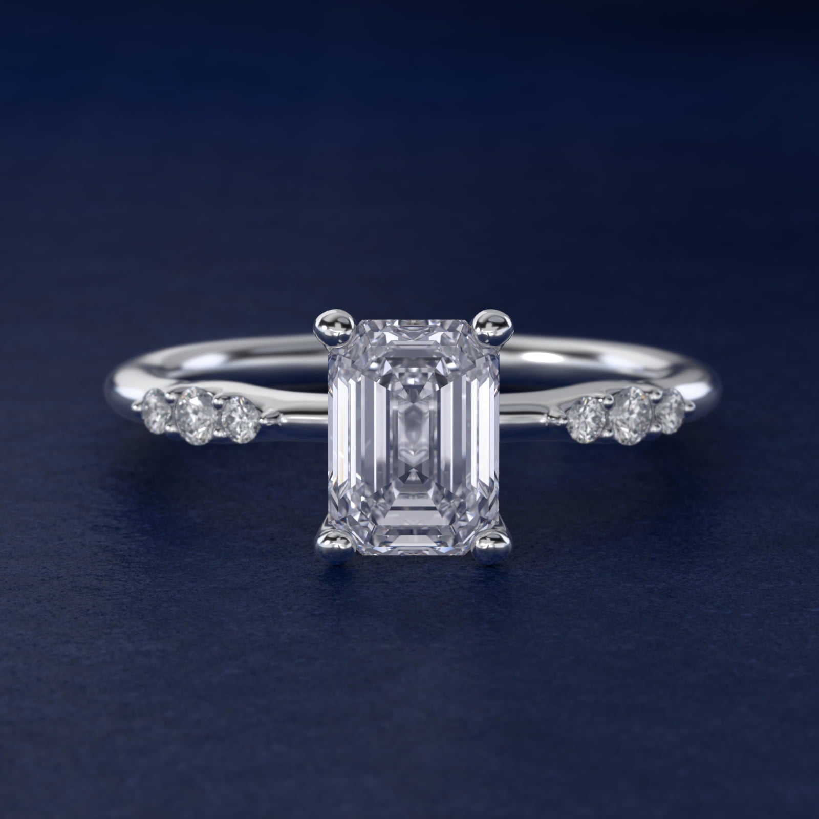 Petite Three Round Diamond Accents Side Stone Engagement Ring In Platinum By James Allen - Emerald Center
