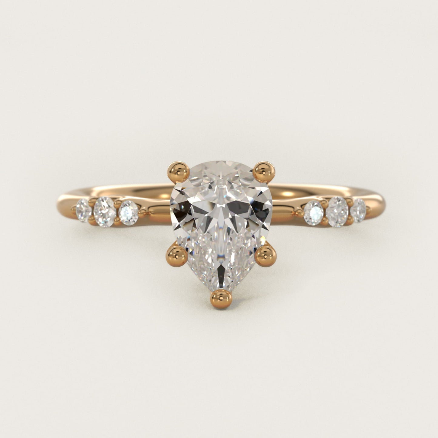 Petite Three Round Diamond Accents Side Stone Engagement Ring In 14K Yellow Gold By James Allen - Pear Center