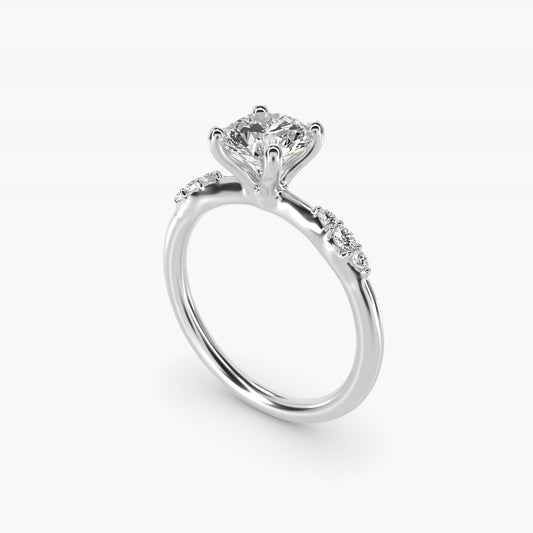 Petite Three Round Diamond Accents Side Stone Engagement Ring In Platinum By James Allen - Round Center