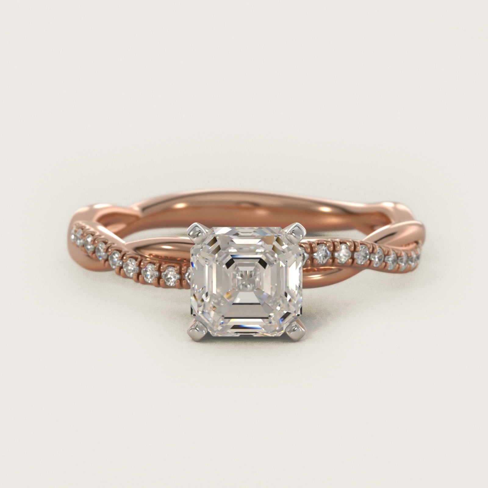 Petite Twist Diamond Engagement Ring in 14k Rose Gold (1/10 ct. tw.) - Asscher Center