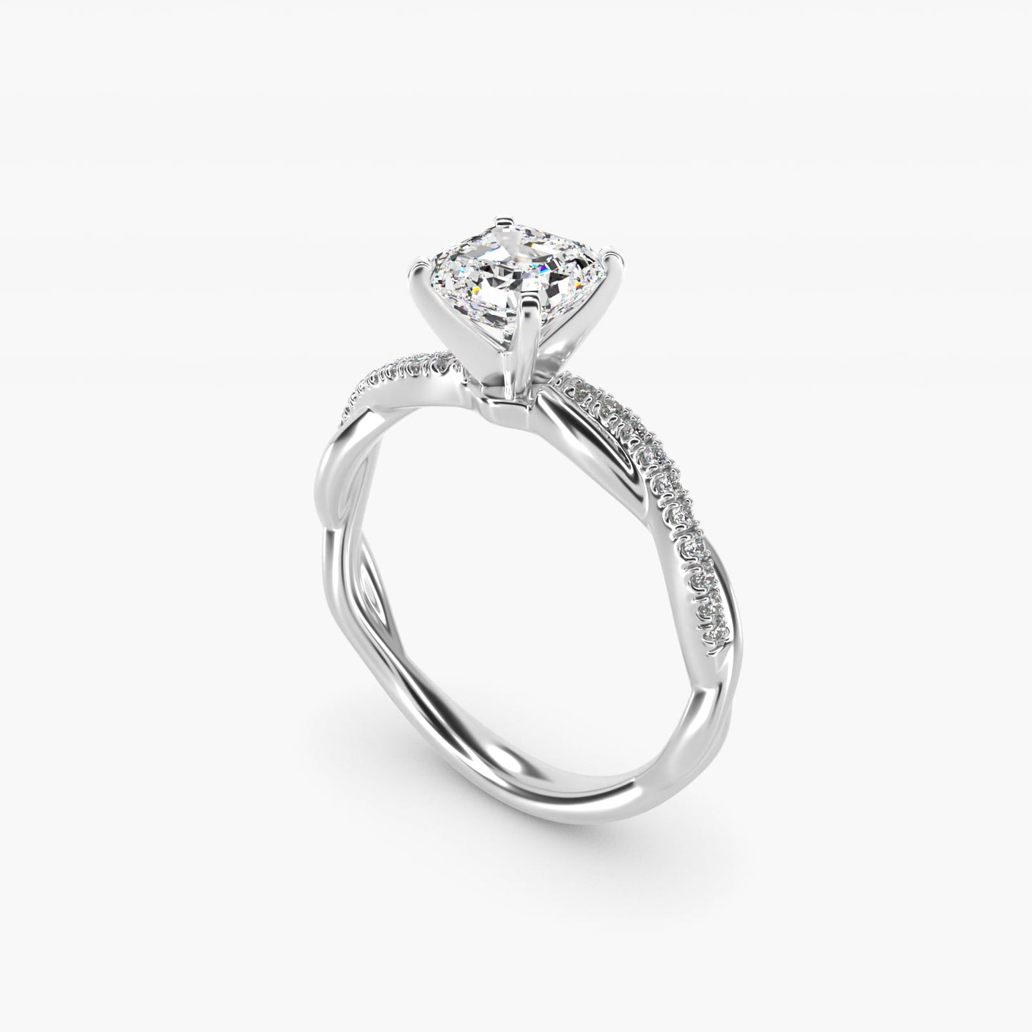 Petite Twist Diamond Engagement Ring in 18k White Gold (1/10 ct. tw.) - Asscher Center