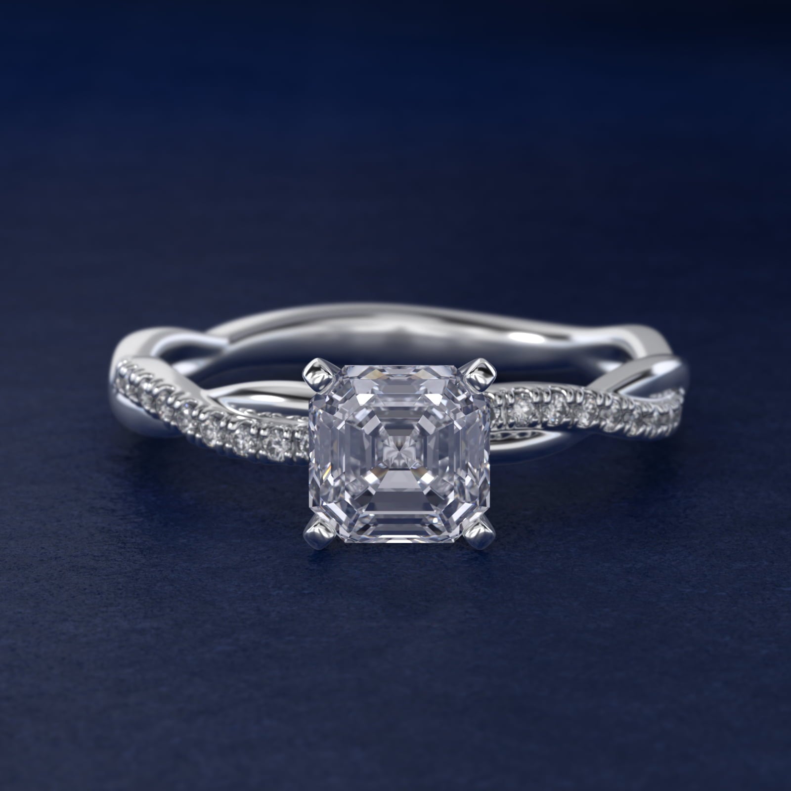 Petite Twist Diamond Engagement Ring in 14k White Gold (1/10 ct. tw.) - Asscher Center