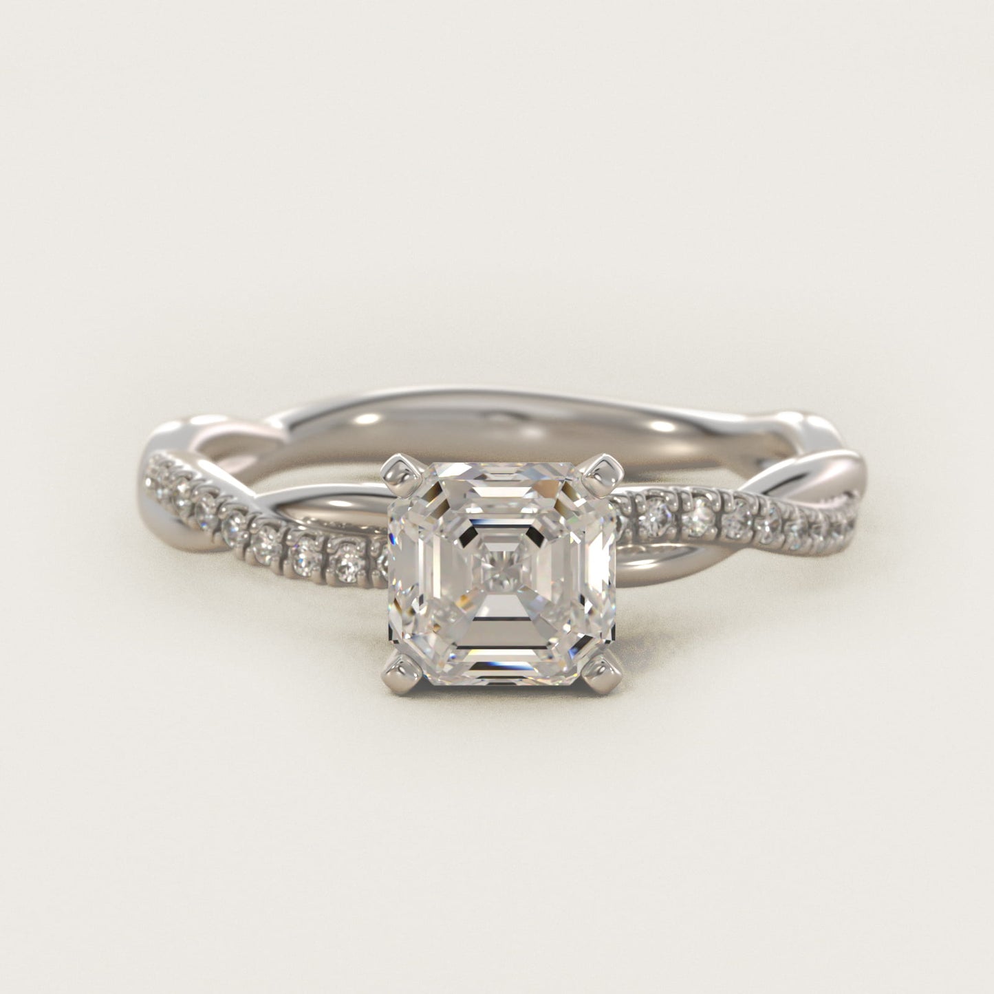 Petite Twist Diamond Engagement Ring in 14k White Gold (1/10 ct. tw.) - Asscher Center