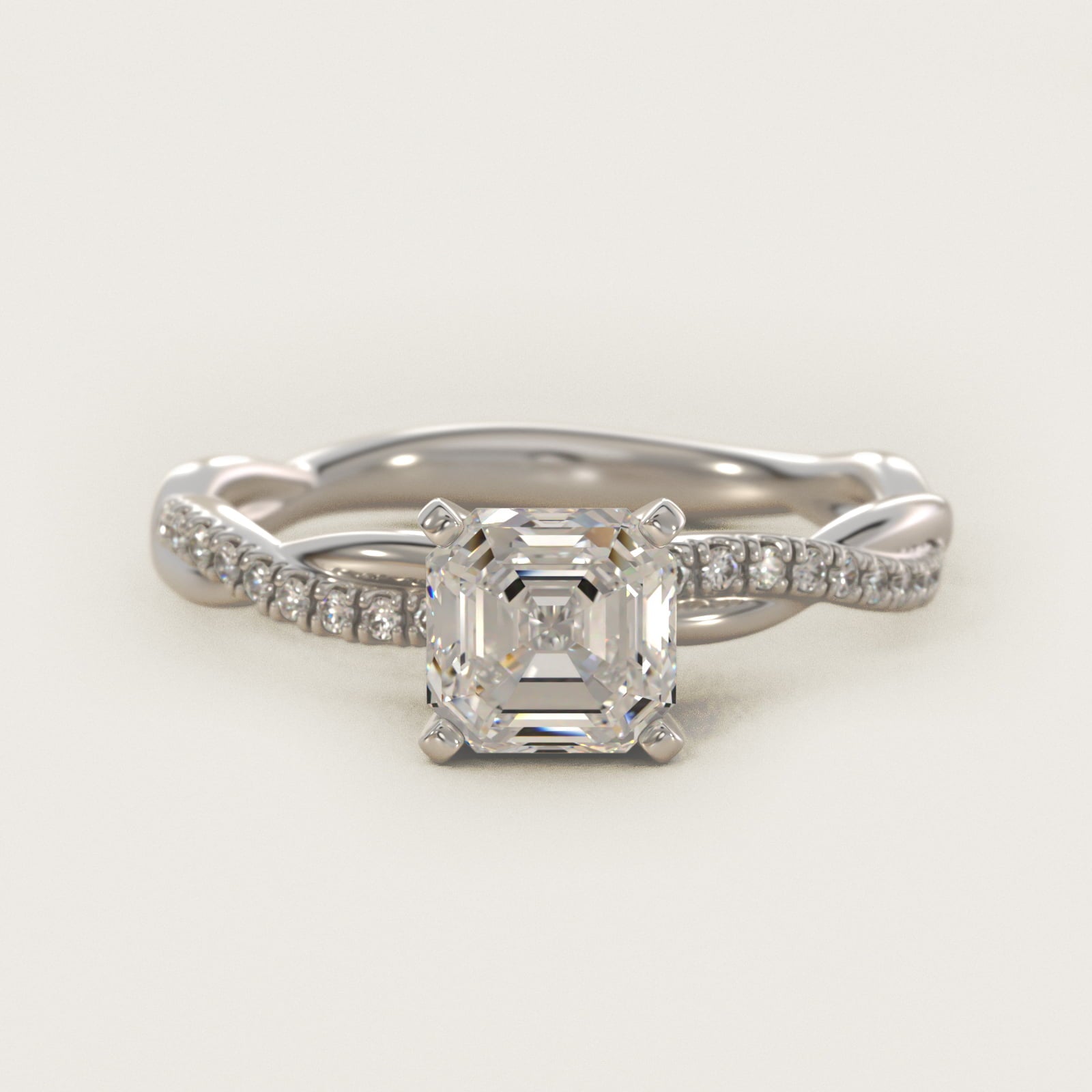 Petite Twist Diamond Engagement Ring in 14k White Gold (1/10 ct. tw.) - Asscher Center