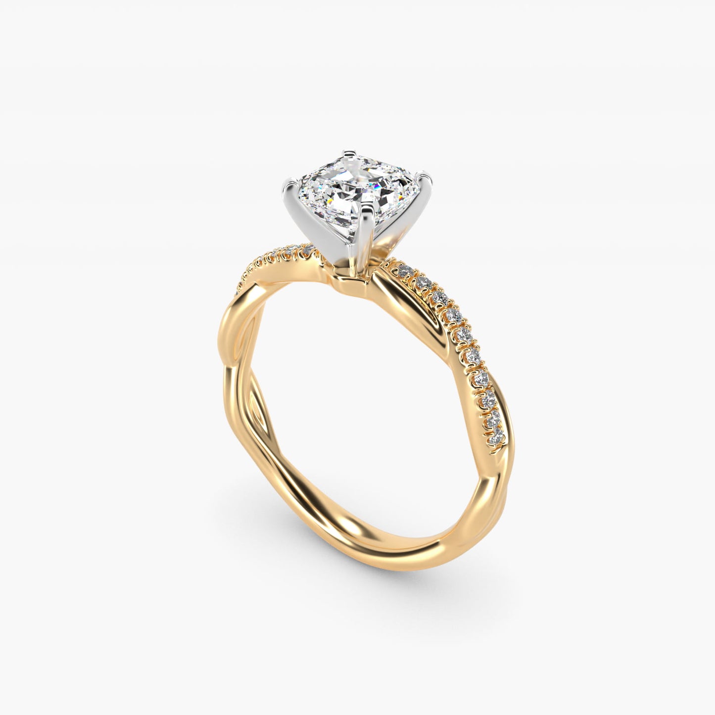 Petite Twist Diamond Engagement Ring in 18k Yellow Gold (1/10 ct. tw.) - Asscher Center