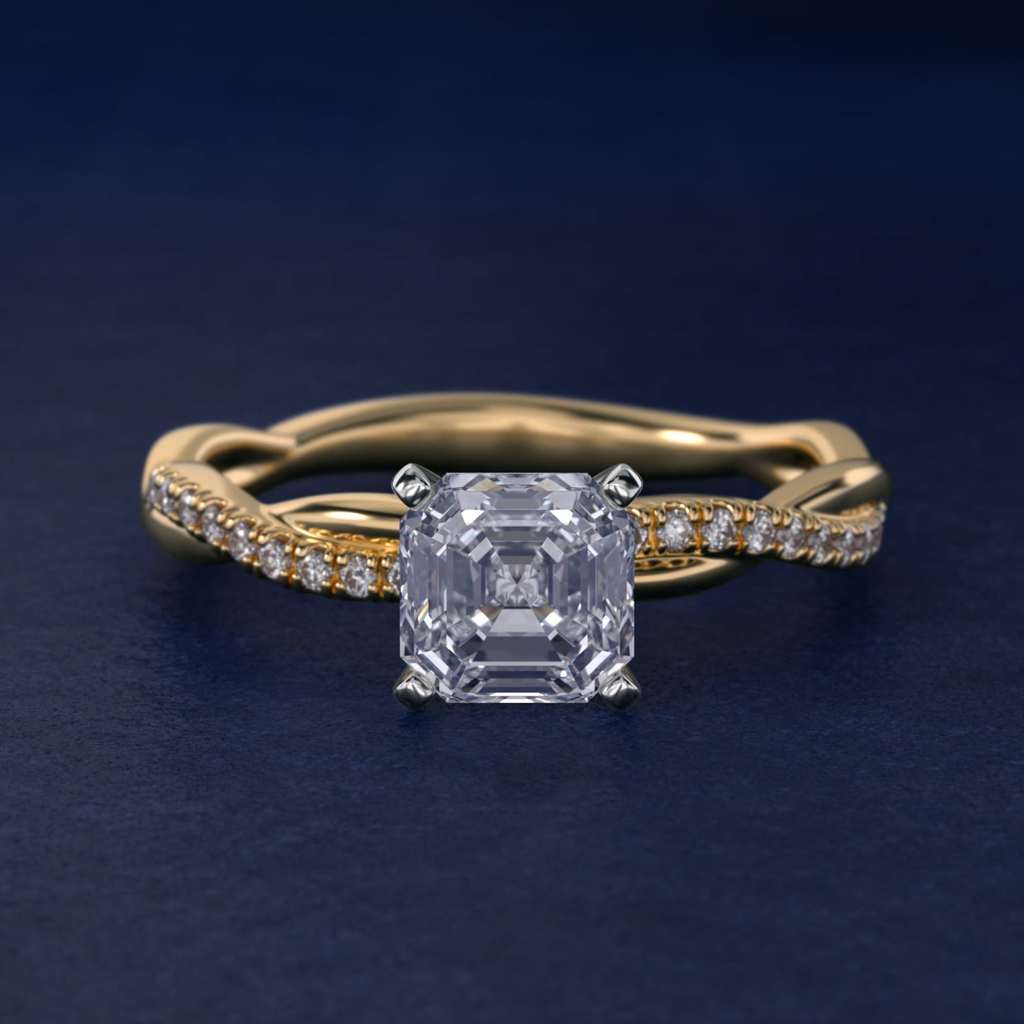 Petite Twist Diamond Engagement Ring in 18k Yellow Gold (1/10 ct. tw.) - Asscher Center