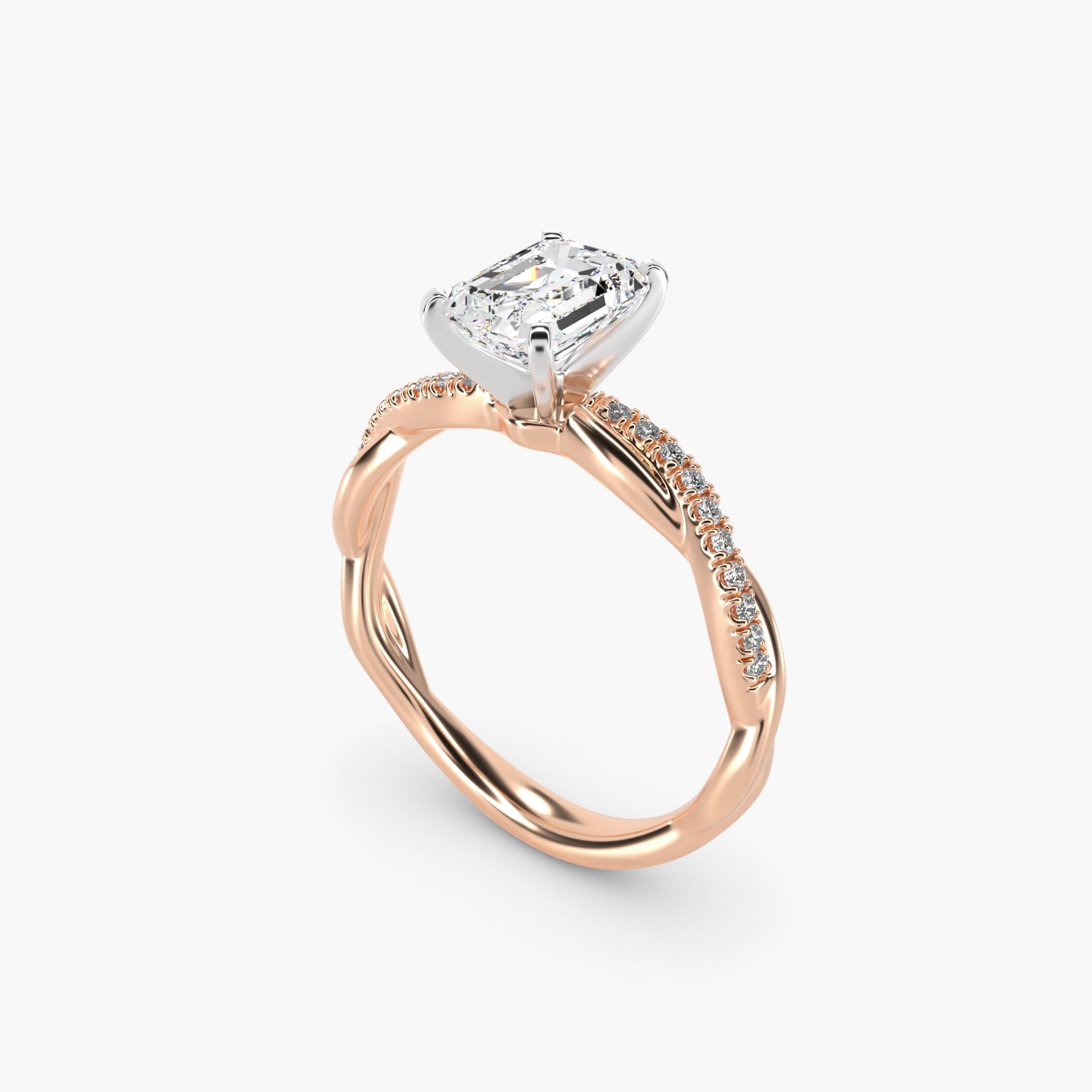 Petite Twist Diamond Engagement Ring in 18k Rose Gold (1/10 ct. tw.) - Emerald Center