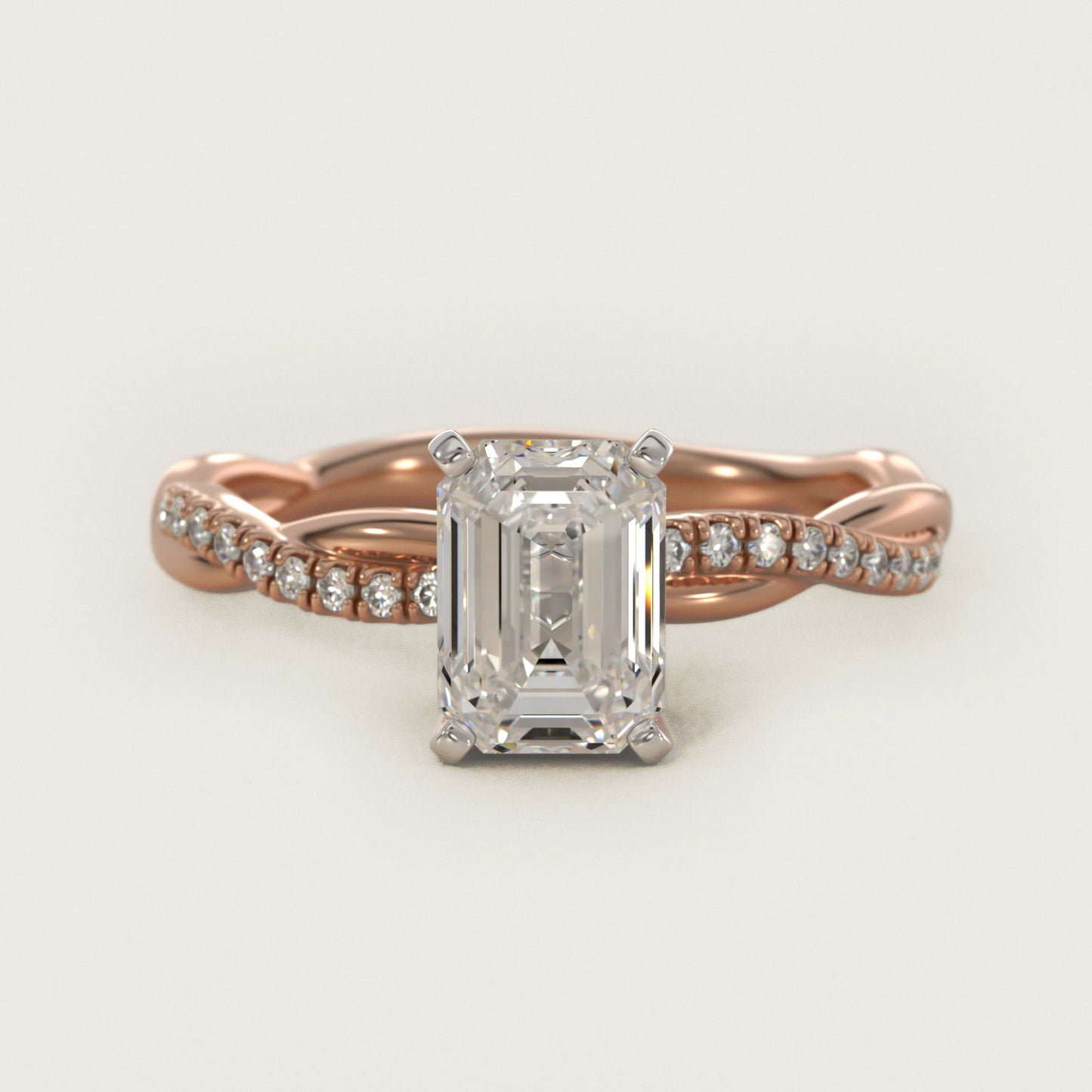 Petite Twist Diamond Engagement Ring in 14k Rose Gold (1/10 ct. tw.) - Emerald Center