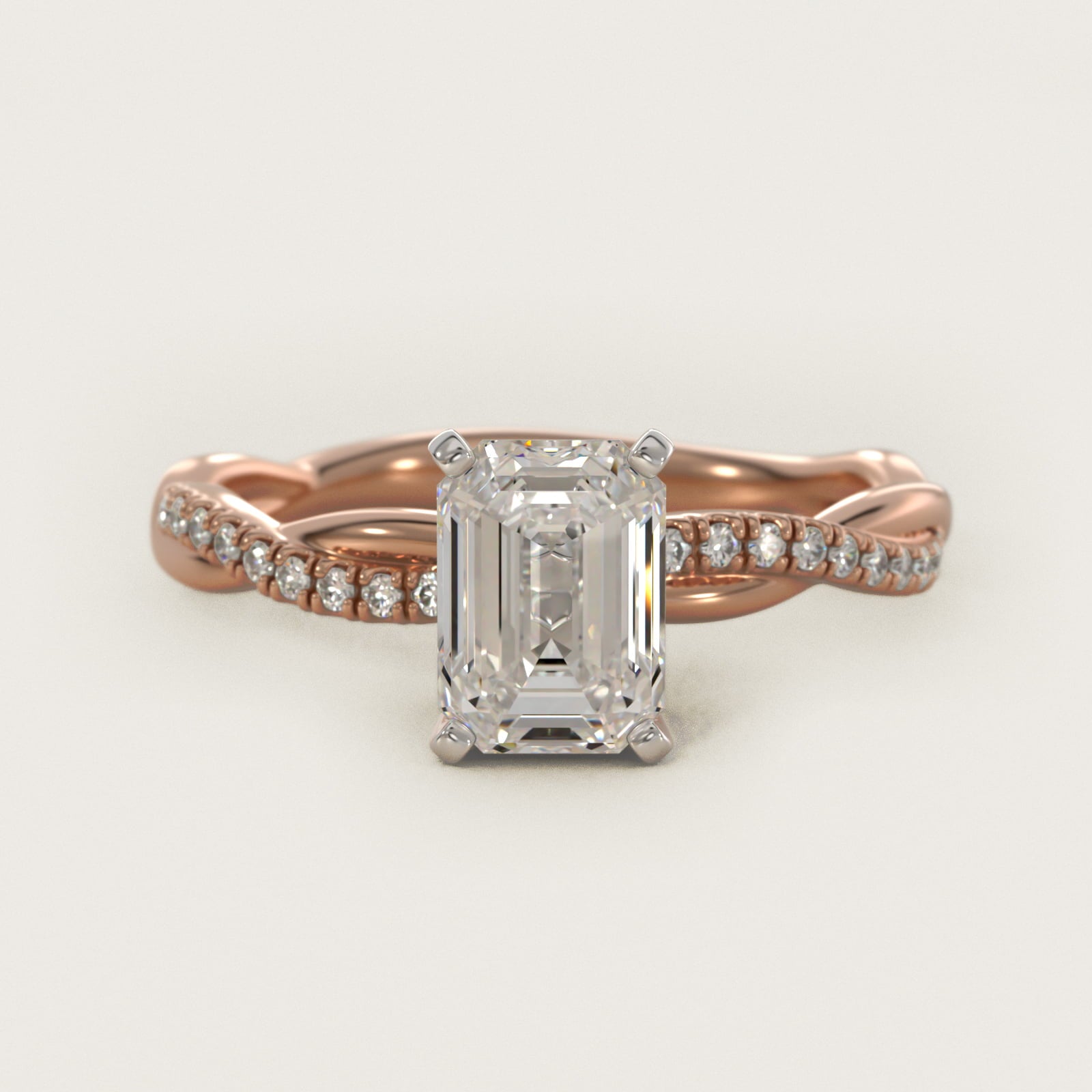 Petite Twist Diamond Engagement Ring in 14k Rose Gold (1/10 ct. tw.) - Emerald Center