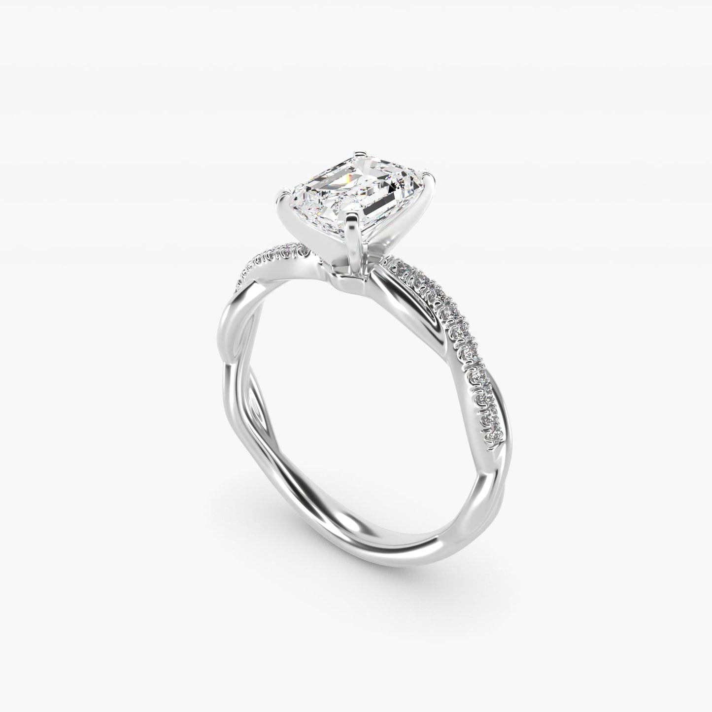 Petite Twist Diamond Engagement Ring in 18k White Gold (1/10 ct. tw.) - Emerald Center