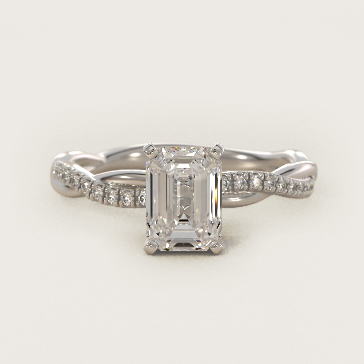 Petite Twist Diamond Engagement Ring in 18k White Gold (1/10 ct. tw.) - Emerald Center