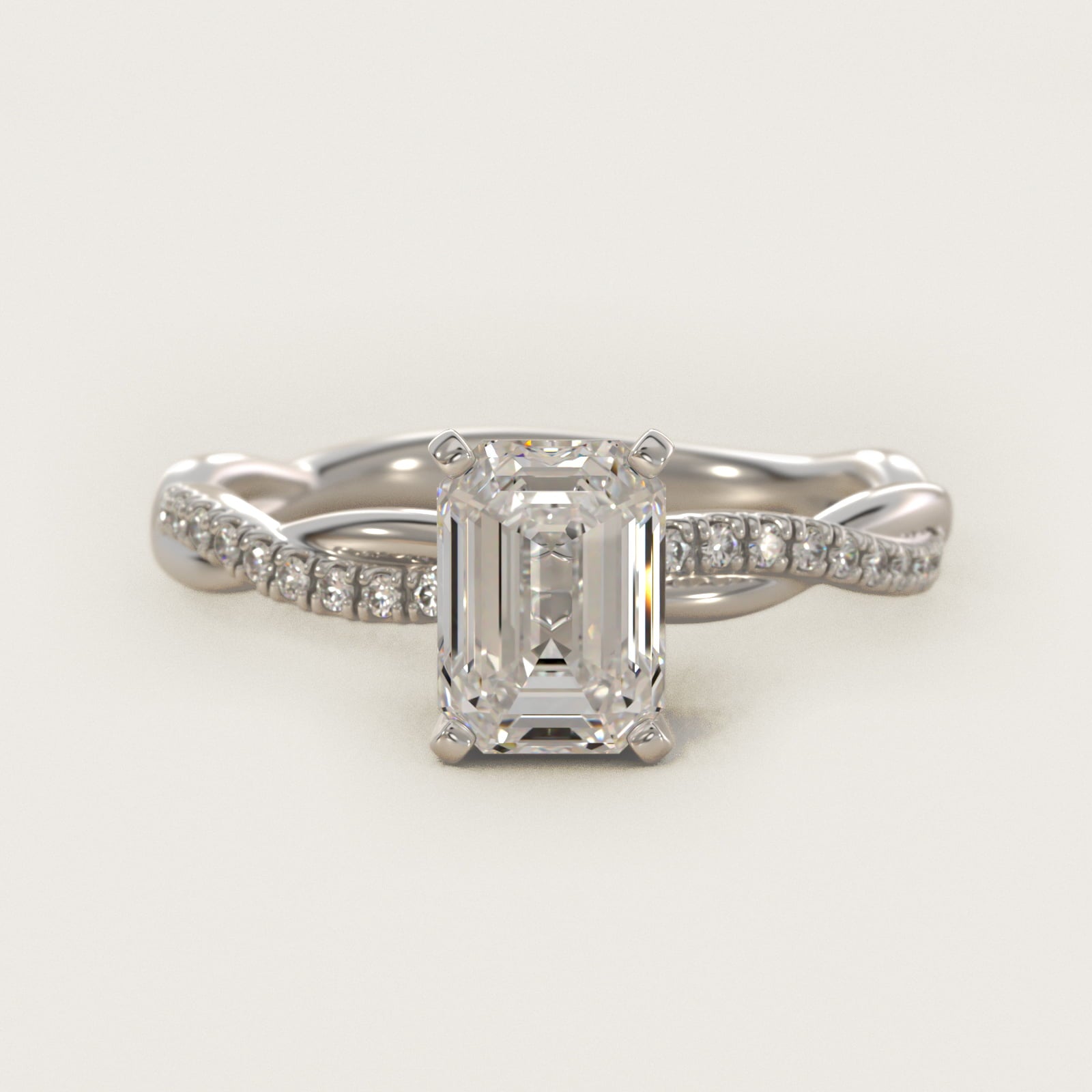 Petite Twist Diamond Engagement Ring in 18k White Gold (1/10 ct. tw.) - Emerald Center