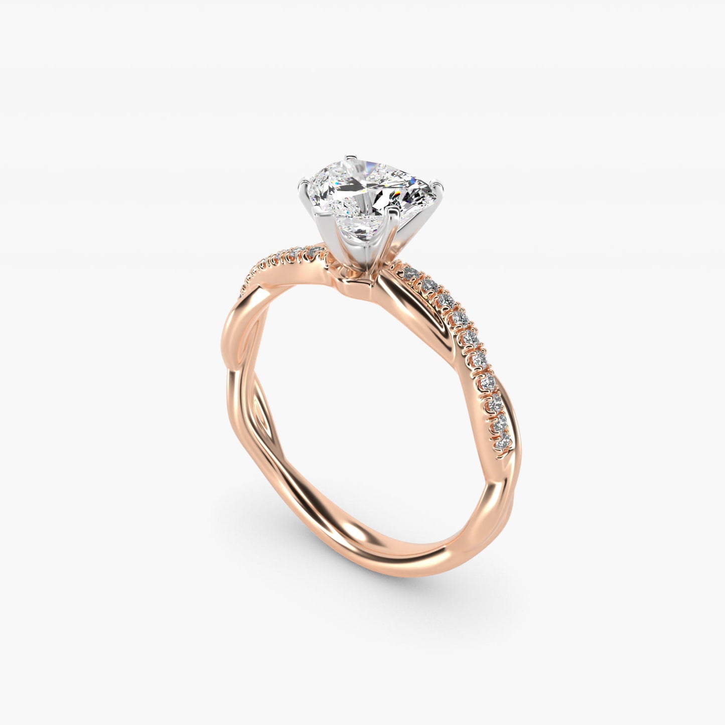 Petite Twist Diamond Engagement Ring in 18k Rose Gold (1/10 ct. tw.) - Heart Center