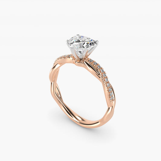 Petite Twist Diamond Engagement Ring in 18k Rose Gold (1/10 ct. tw.) - Heart Center