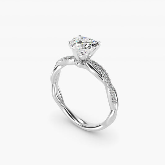 Petite Twist Diamond Engagement Ring in 14k White Gold (1/10 ct. tw.) - Heart Center