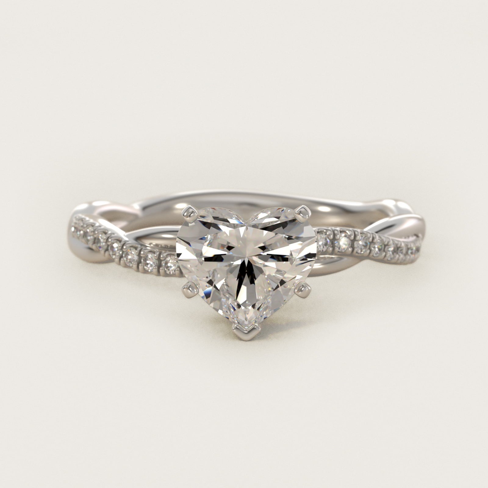 Petite Twist Diamond Engagement Ring in Platinum (1/10 ct. tw.) - Heart Center