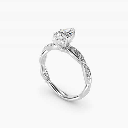 Petite Twist Diamond Engagement Ring in 14k White Gold (1/10 ct. tw.) - Marquise Center