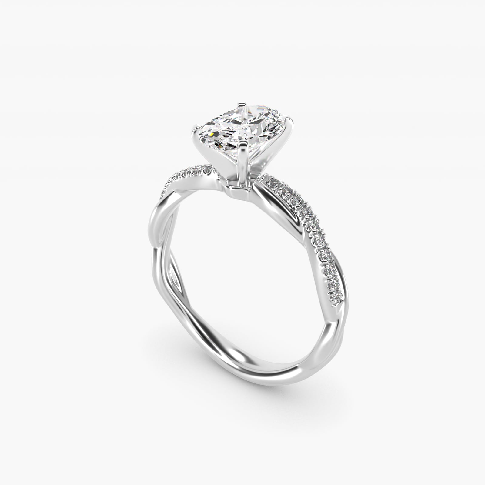 Petite Twist Diamond Engagement Ring in Platinum (1/10 ct. tw.) - Oval Center