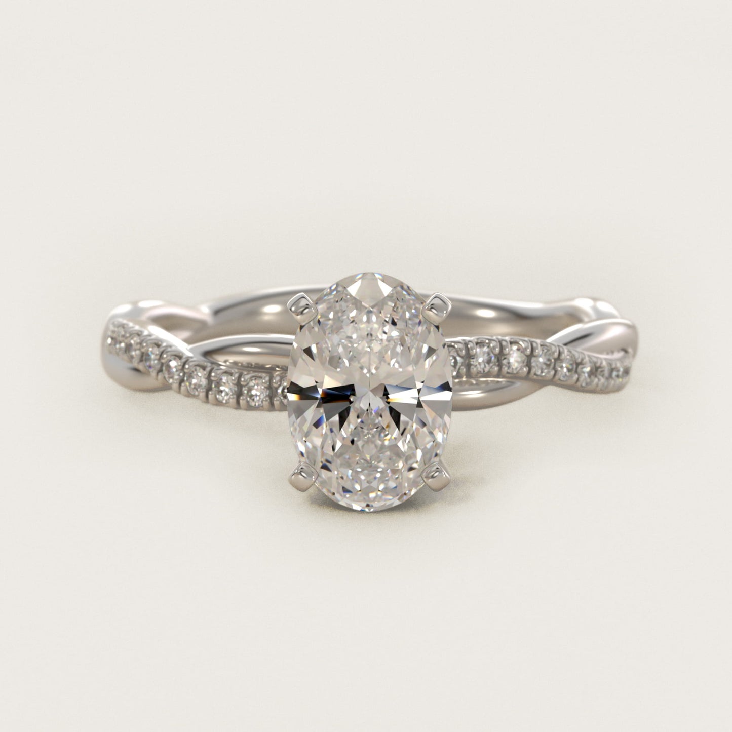 Petite Twist Diamond Engagement Ring in Platinum (1/10 ct. tw.) - Oval Center