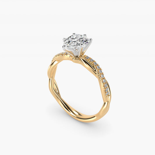 Petite Twist Diamond Engagement Ring in 14k Yellow Gold (1/10 ct. tw.) - Pear Center