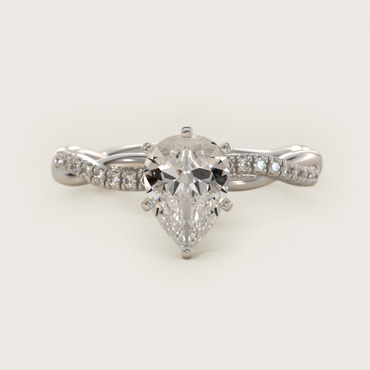 Petite Twist Diamond Engagement Ring in Platinum (1/10 ct. tw.) - Pear Center