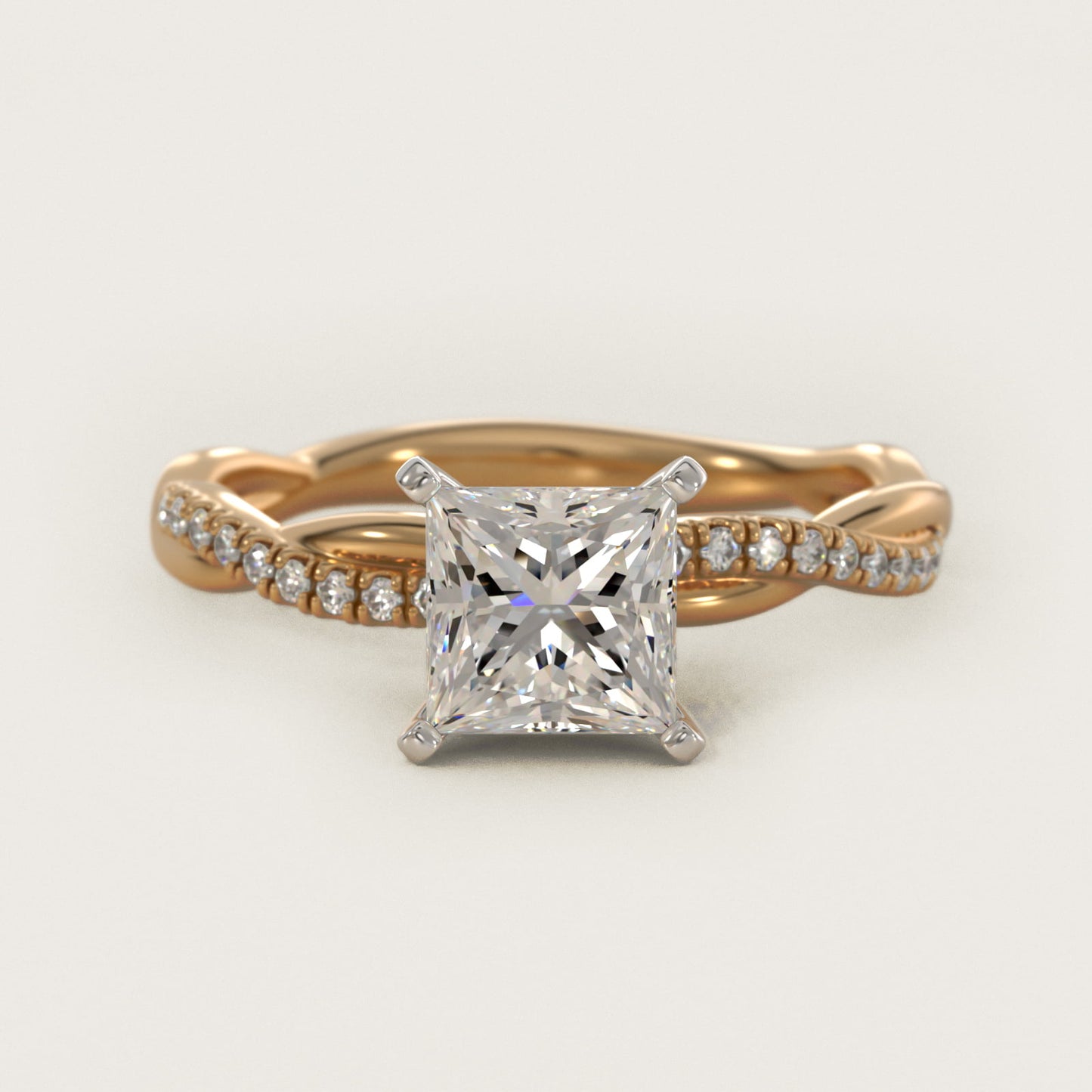 Petite Twist Diamond Engagement Ring in 14k Yellow Gold (1/10 ct. tw.) - Princess Center