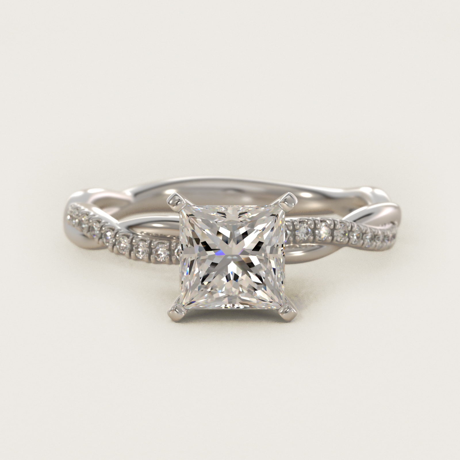 Petite Twist Diamond Engagement Ring in Platinum (1/10 ct. tw.) - Princess Center