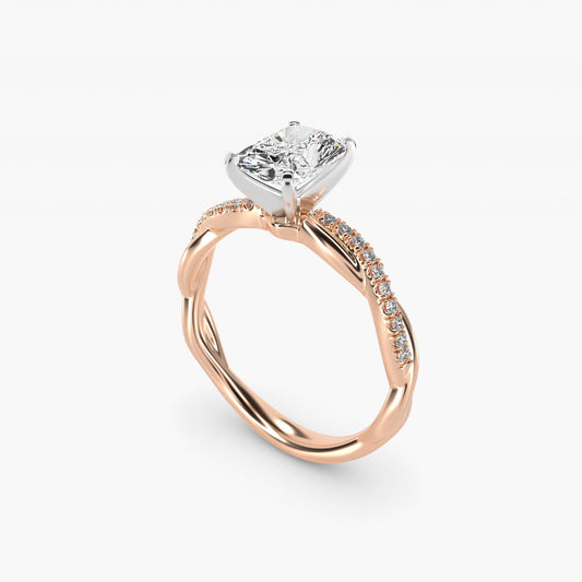 Petite Twist Diamond Engagement Ring in 14k Rose Gold (1/10 ct. tw.) - Radiant Center