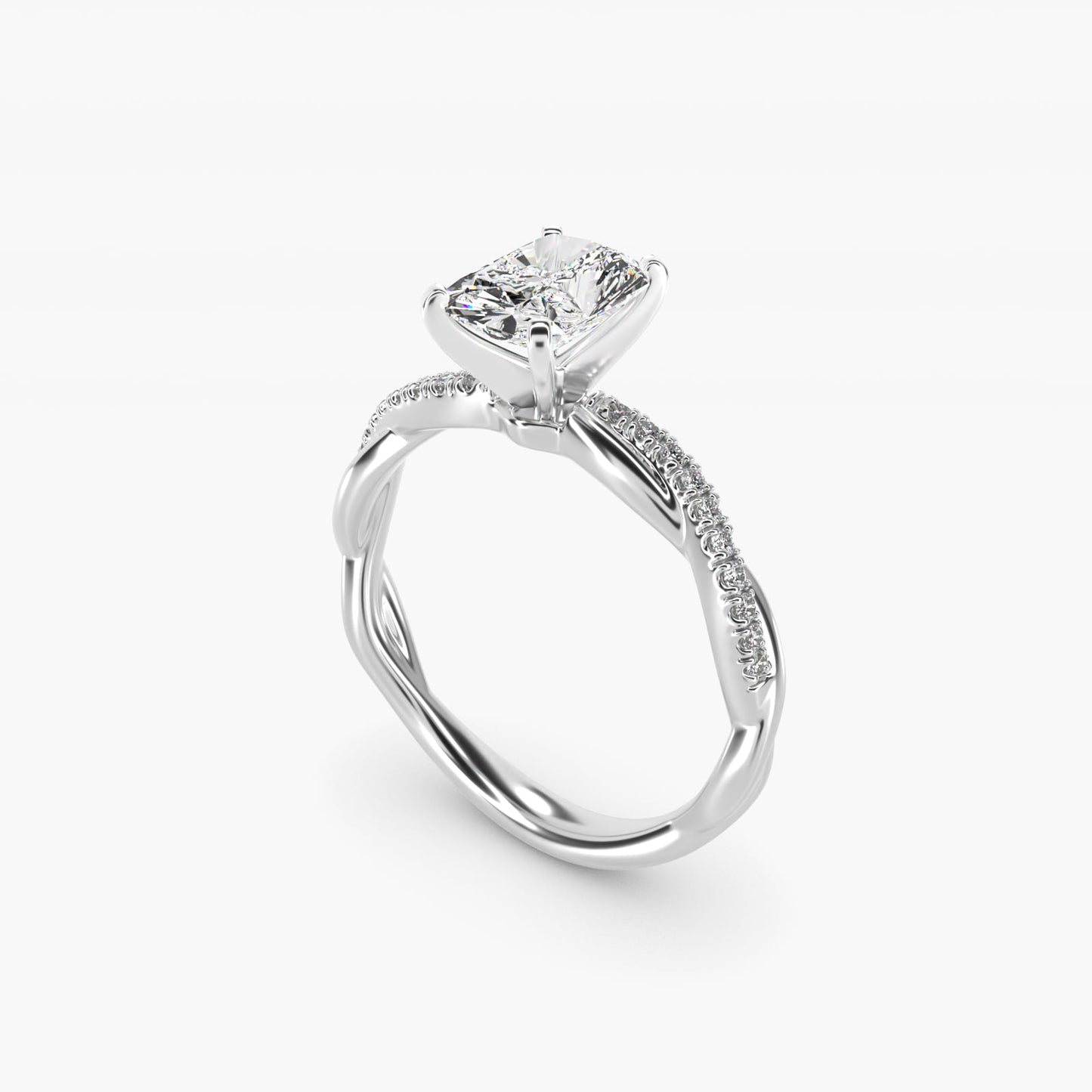 Petite Twist Diamond Engagement Ring in 14k White Gold (1/10 ct. tw.) - Radiant Center
