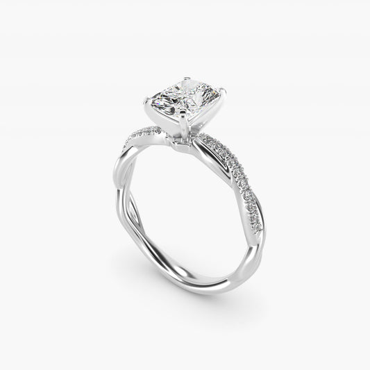 Petite Twist Diamond Engagement Ring in 14k White Gold (1/10 ct. tw.) - Radiant Center