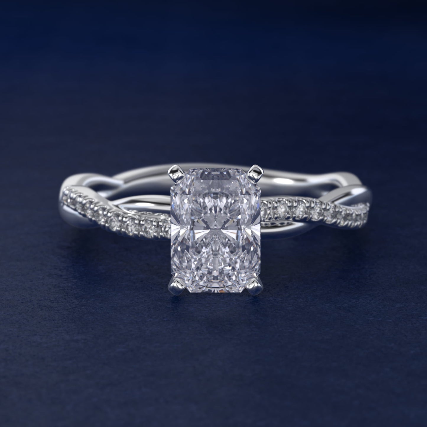 Petite Twist Diamond Engagement Ring in 18k White Gold (1/10 ct. tw.) - Radiant Center