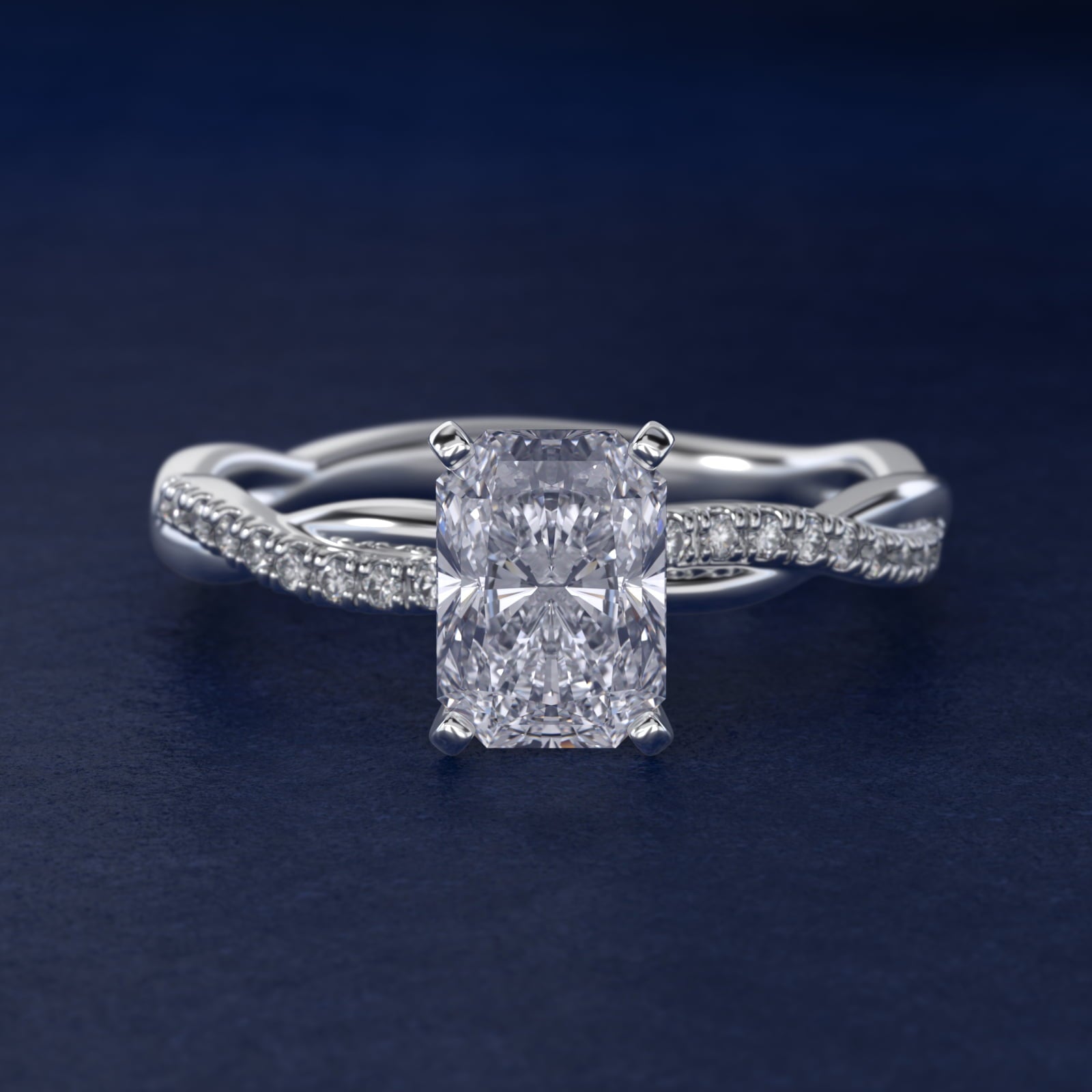 Petite Twist Diamond Engagement Ring in 18k White Gold (1/10 ct. tw.) - Radiant Center